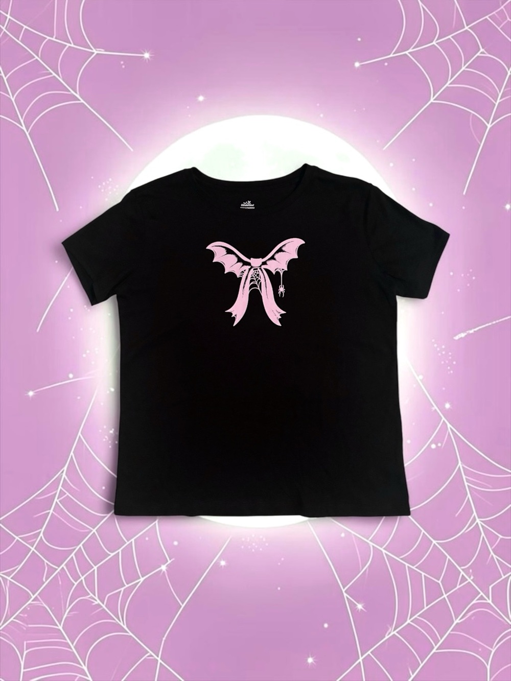 NWT Way to Celebrate Black Halloween Bat Bow Tee Girls XL (14–16)
